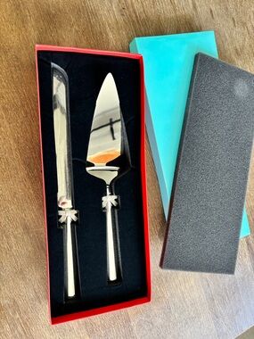 kate spade Silver Bow-Accent Cake Server and Knife Set